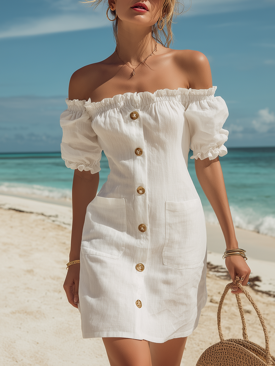 button up dress off the shoulder Hannah This upper part is Size:46/ US 12 Maren Bachelorette Party Dresses |