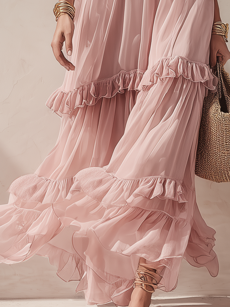 Marnie | Cold-Shoulder Ruffle Maxi Dress