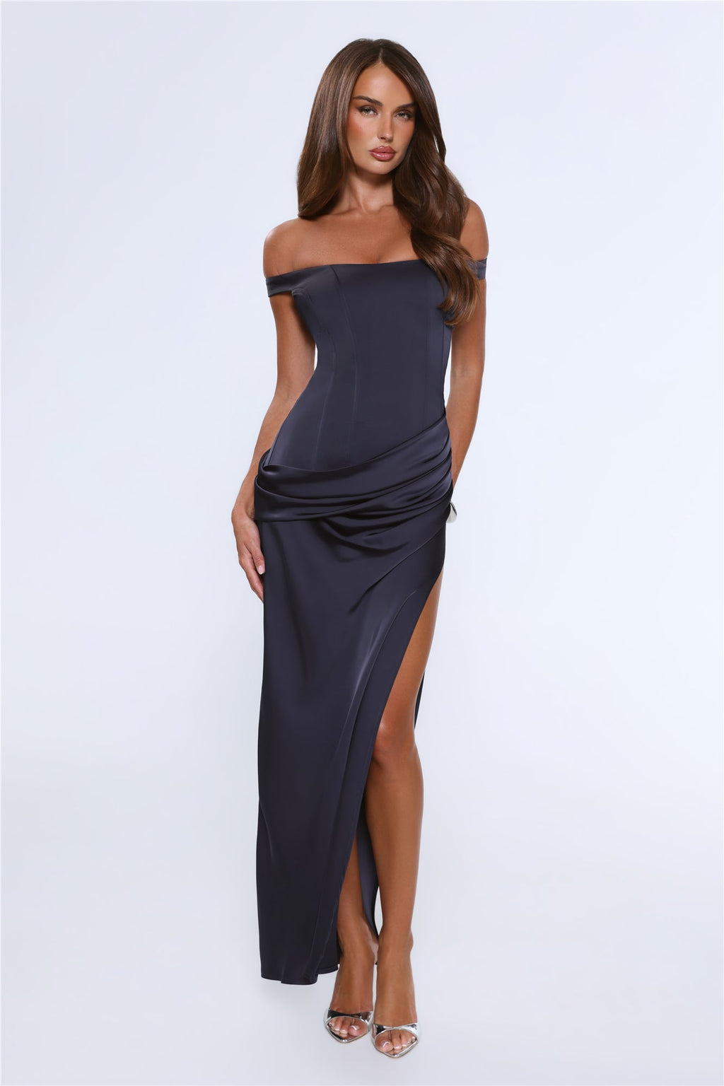 Ava | Satin Off-Shoulder Maxi Dress