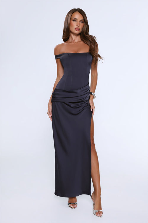 Ava | Satin Off-Shoulder Maxi Dress