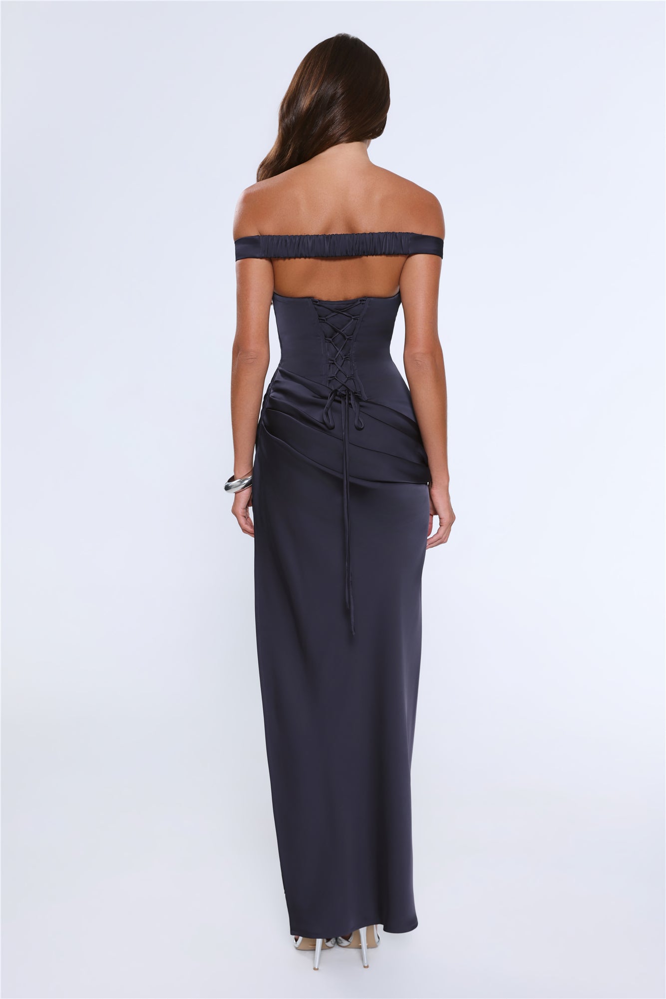 Ava | Satin Off-Shoulder Maxi Dress