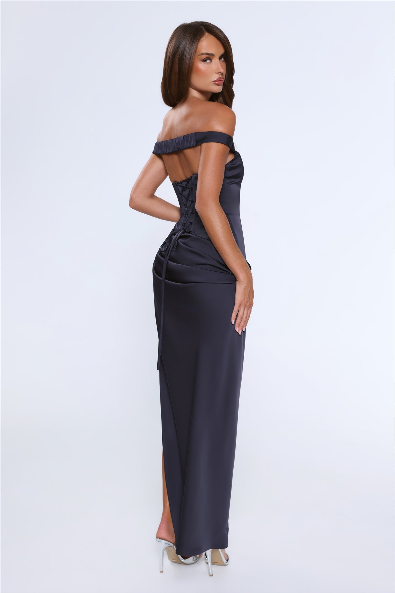 Ava | Satin Off-Shoulder Maxi Dress