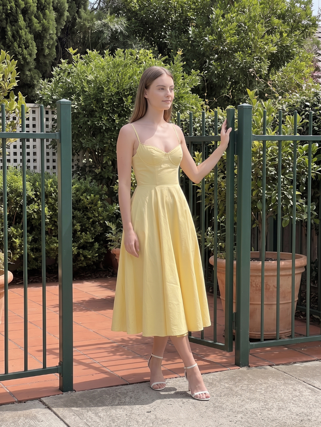 Julianna | Sweetheart Corset Fit-and-Flare Midi Dress