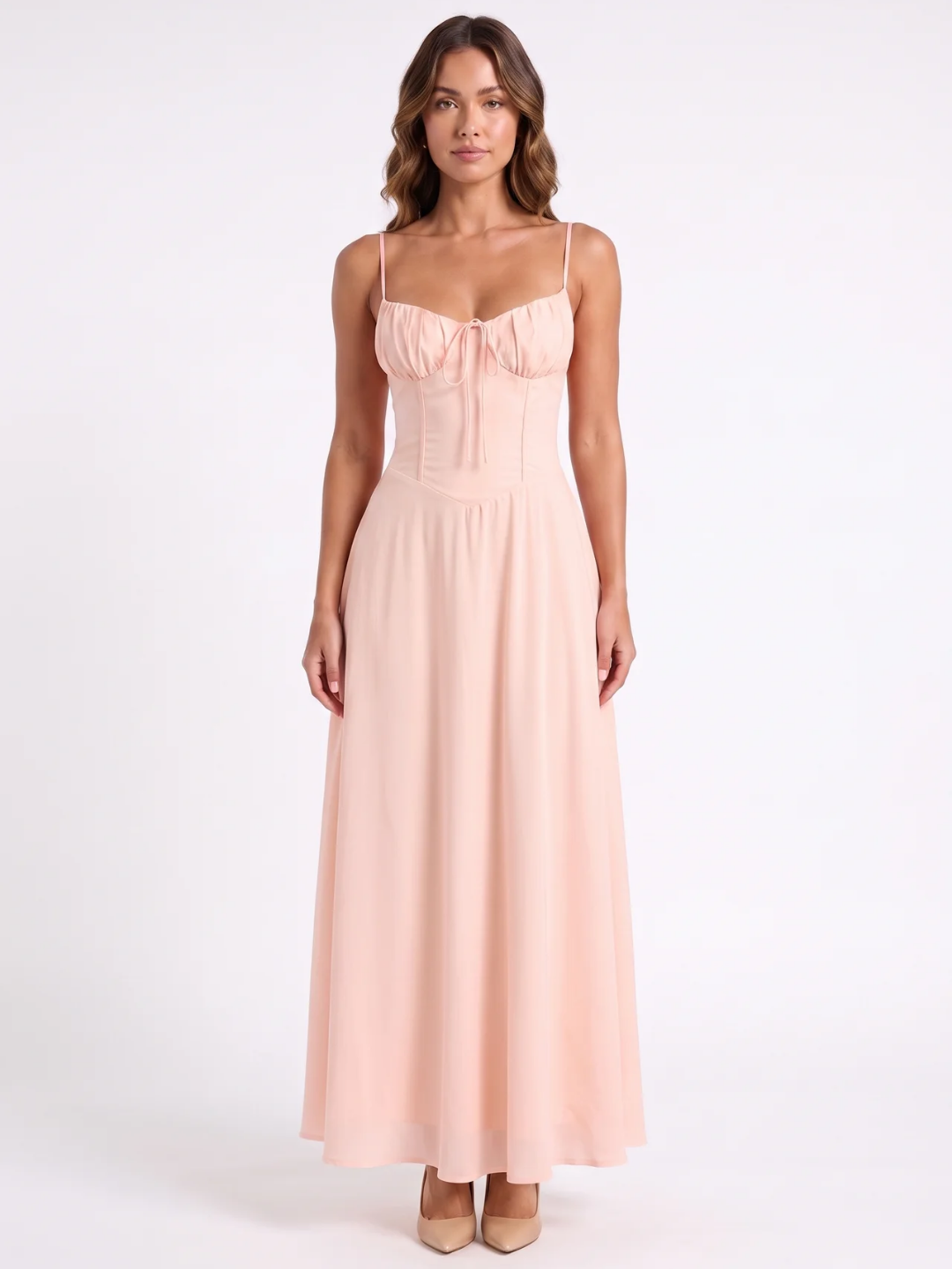 Isabella | Tie-Front Ruched Bust Tiered Maxi Dress