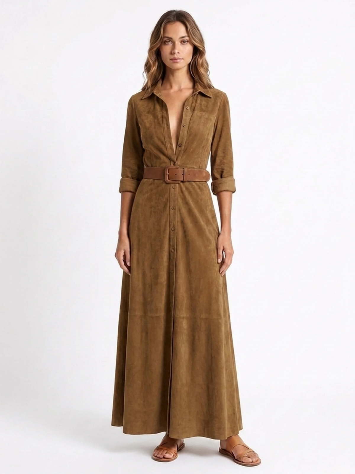 TAMSIN Women's Gingham Belted Wrap Shirt Maxi Dress