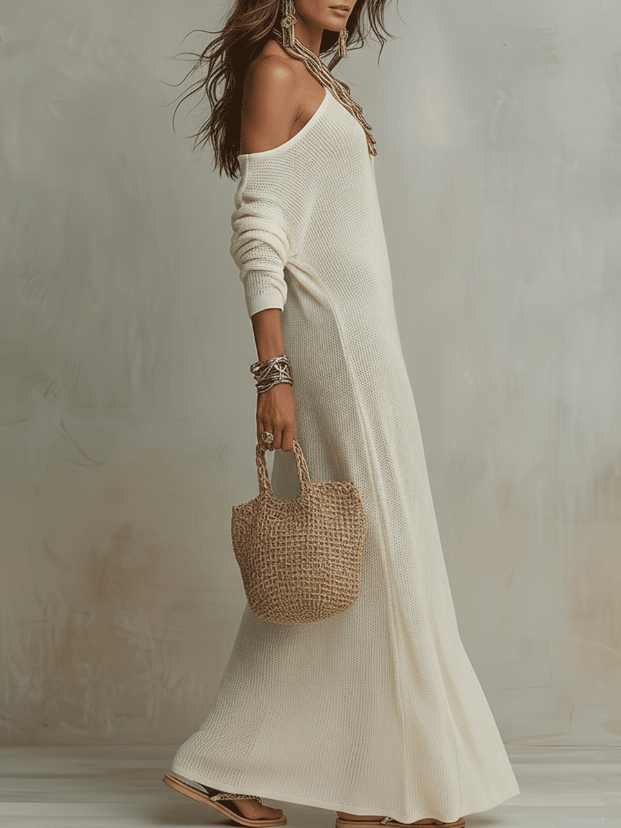 Winnie | One Shoulder Knit Maxi Dress