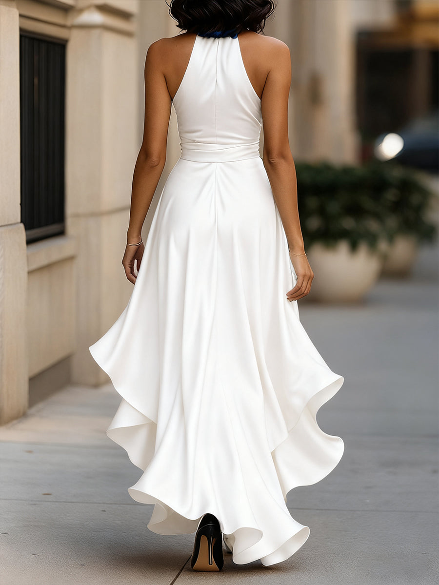 Mia | Halter Wrap High-Low Maxi Dress