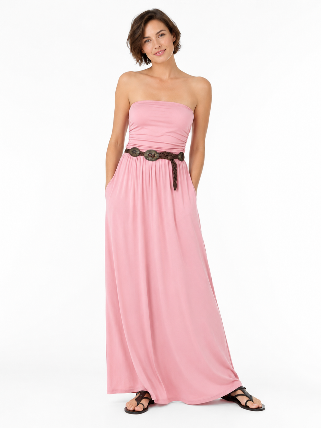 NYLA Women's Strapless Bandeau Boho Maxi Dress