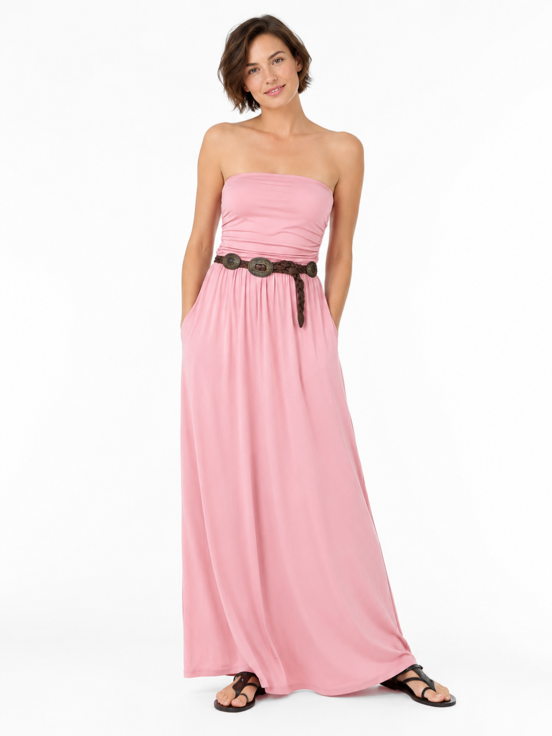 NYLA Women's Strapless Bandeau Boho Maxi Dress