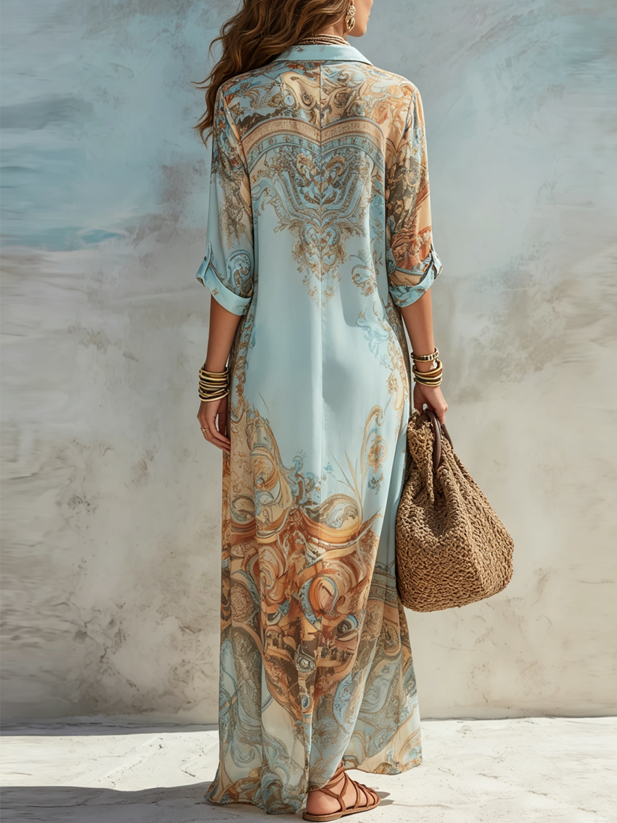Renata | Floral Print Shirt Maxi Dress