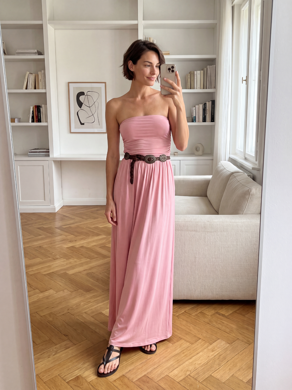 NYLA Women's Strapless Bandeau Boho Maxi Dress