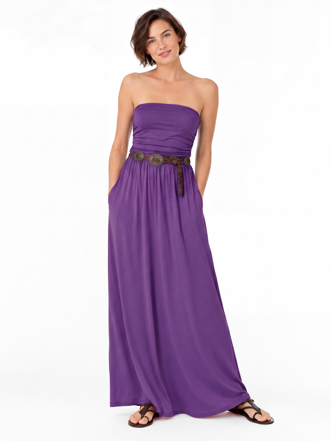 NYLA Women's Strapless Bandeau Boho Maxi Dress