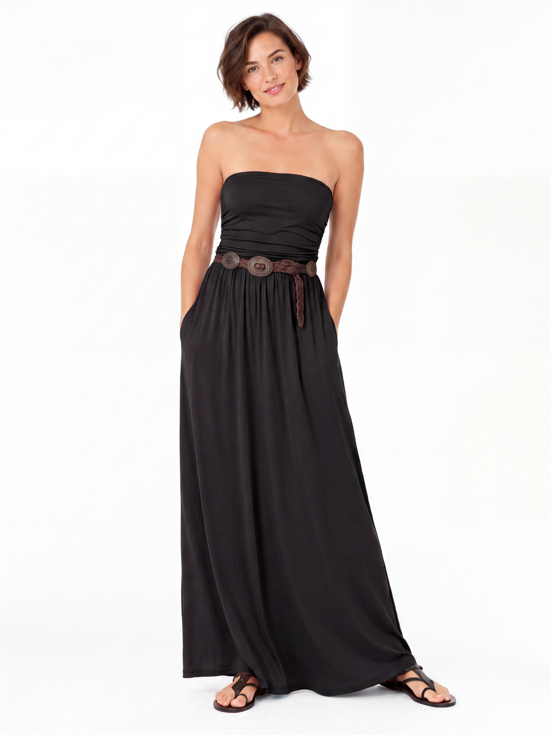 NYLA Women's Strapless Bandeau Boho Maxi Dress