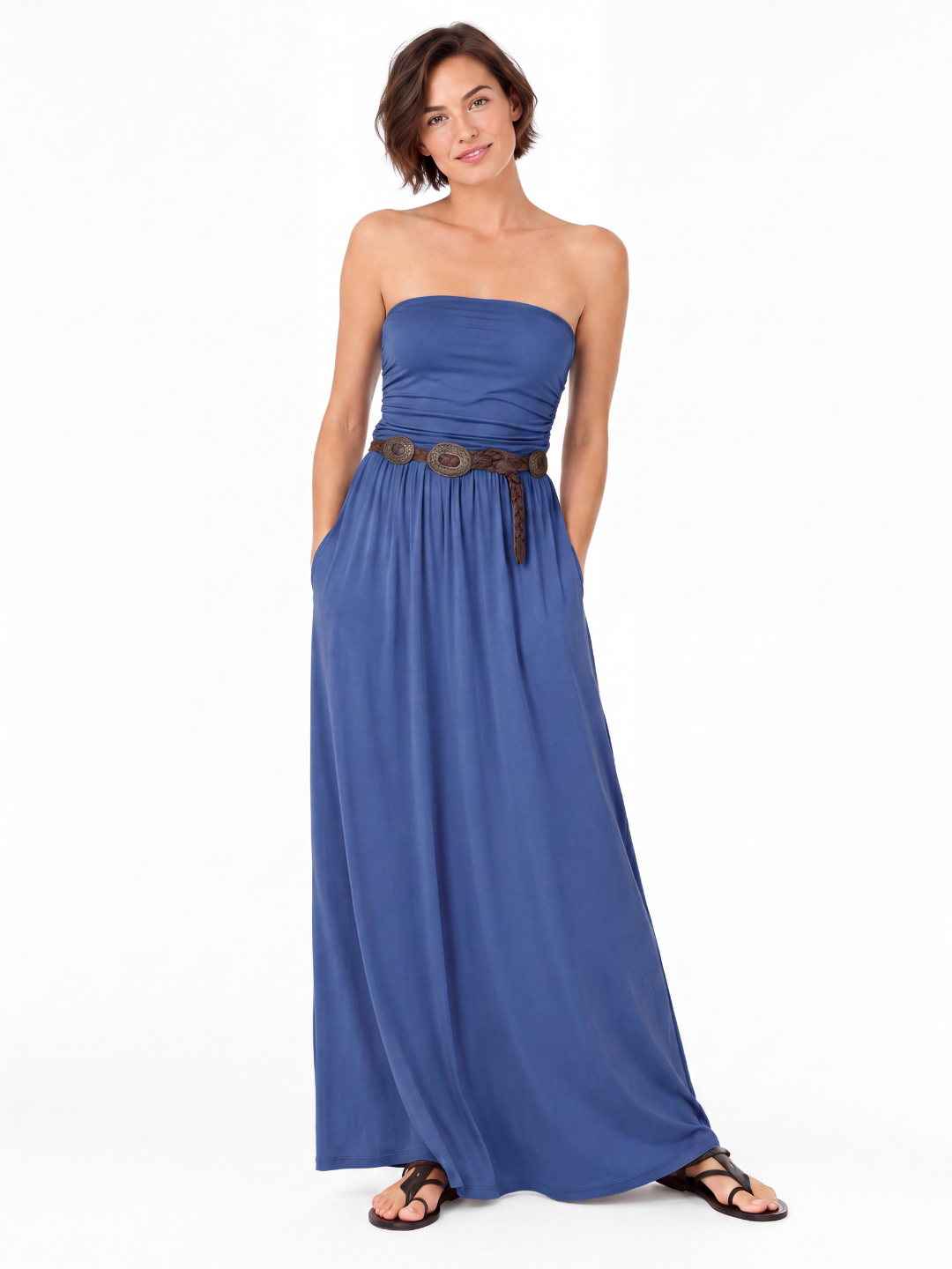 NYLA Women's Strapless Bandeau Boho Maxi Dress
