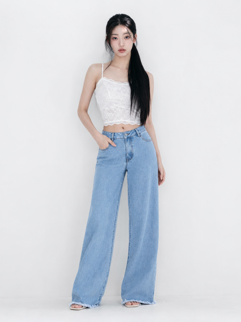 ALAINA Women's High Waist Wide Leg Denim Jeans
