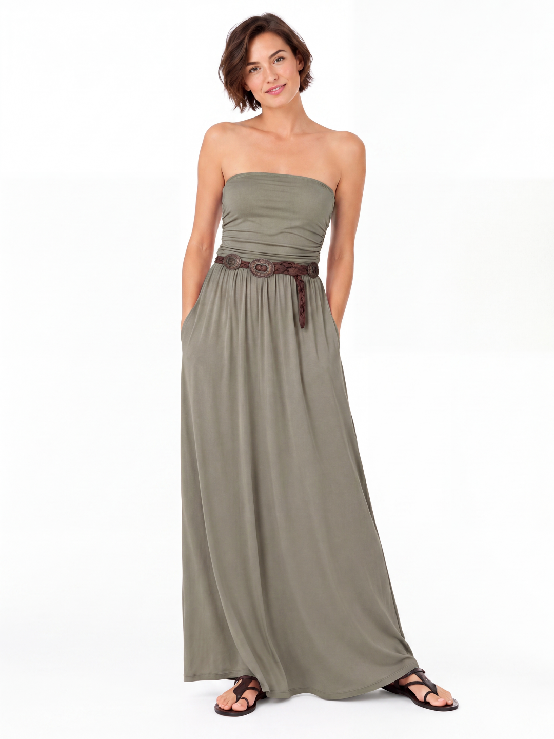 NYLA Women's Strapless Bandeau Boho Maxi Dress