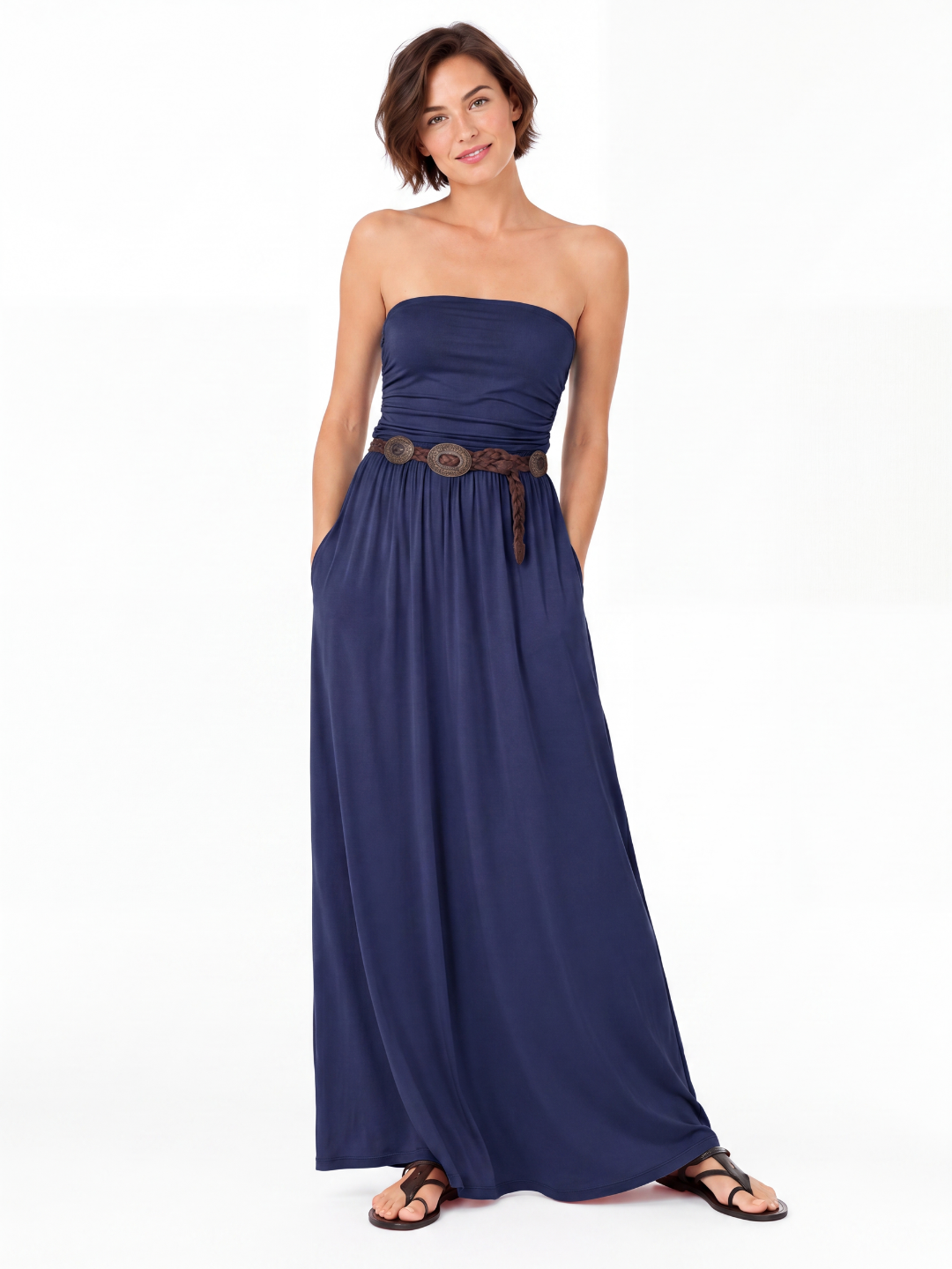 NYLA Women's Strapless Bandeau Boho Maxi Dress