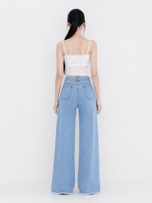 ALAINA Women's High Waist Wide Leg Denim Jeans