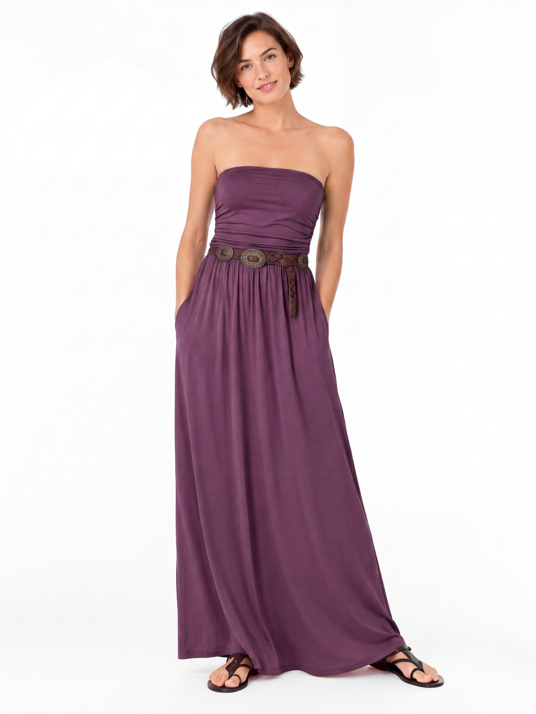 NYLA Women's Strapless Bandeau Boho Maxi Dress