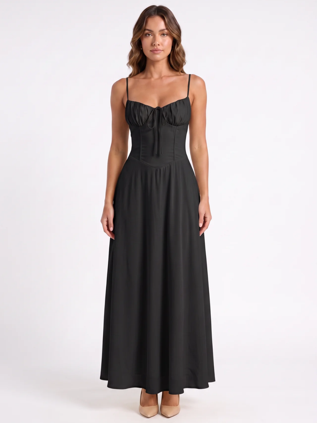 Isabella | Tie-Front Ruched Bust Tiered Maxi Dress