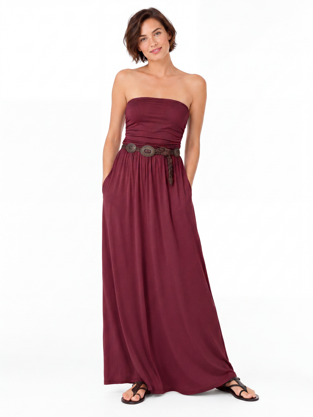 NYLA Women's Strapless Bandeau Boho Maxi Dress
