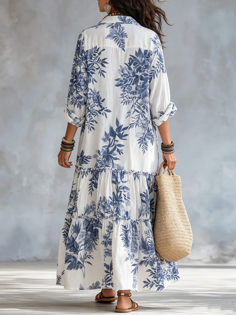 Lacey | Floral Tiered Shirt Maxi Dress