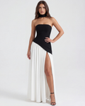 Caroline | Colorblock Strapless Corset High-Slit Maxi Gown
