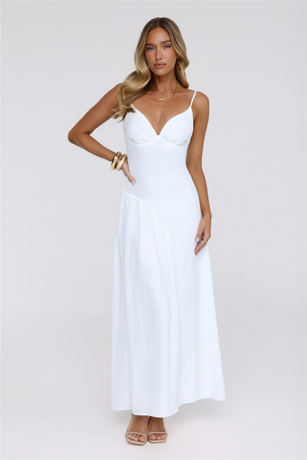 Renee | V-Neck Asymmetric Slip Maxi Dress