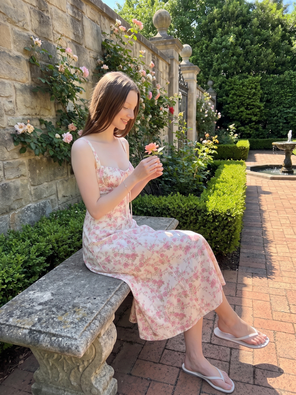 Julia | Rose Print Corset Bustier Midi Sundress