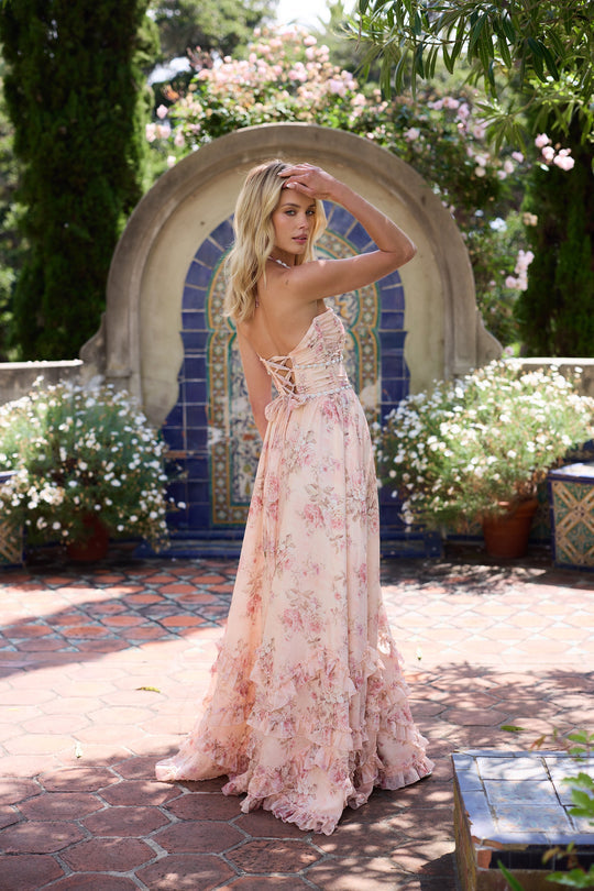 Delphine | Floral Halter High-Slit Maxi Dress