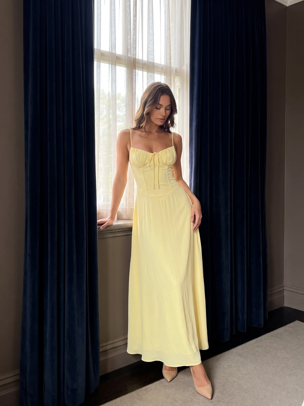 Isabella | Tie-Front Ruched Bust Tiered Maxi Dress
