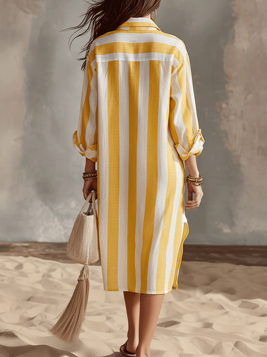 Tabitha | Striped Long Sleeve Shirt Dress