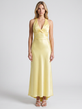 Alora | Twist Front Satin Backless Maxi Dress