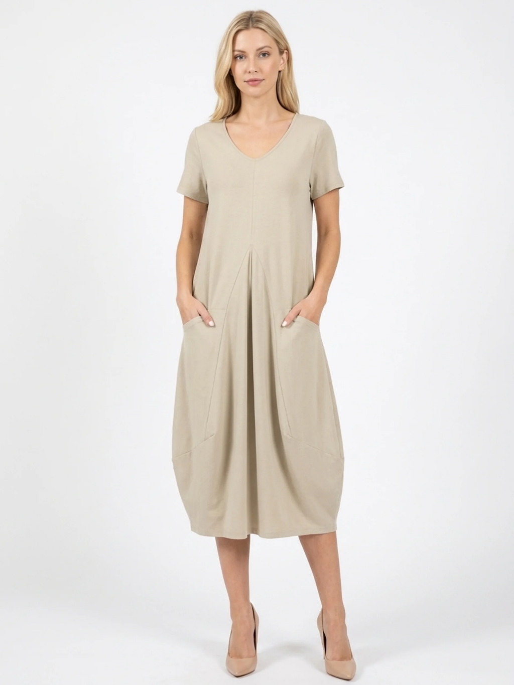 MABEL Women's Short Sleeve Casual Midi Dress