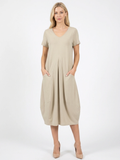 MABEL Women's Short Sleeve Casual Midi Dress