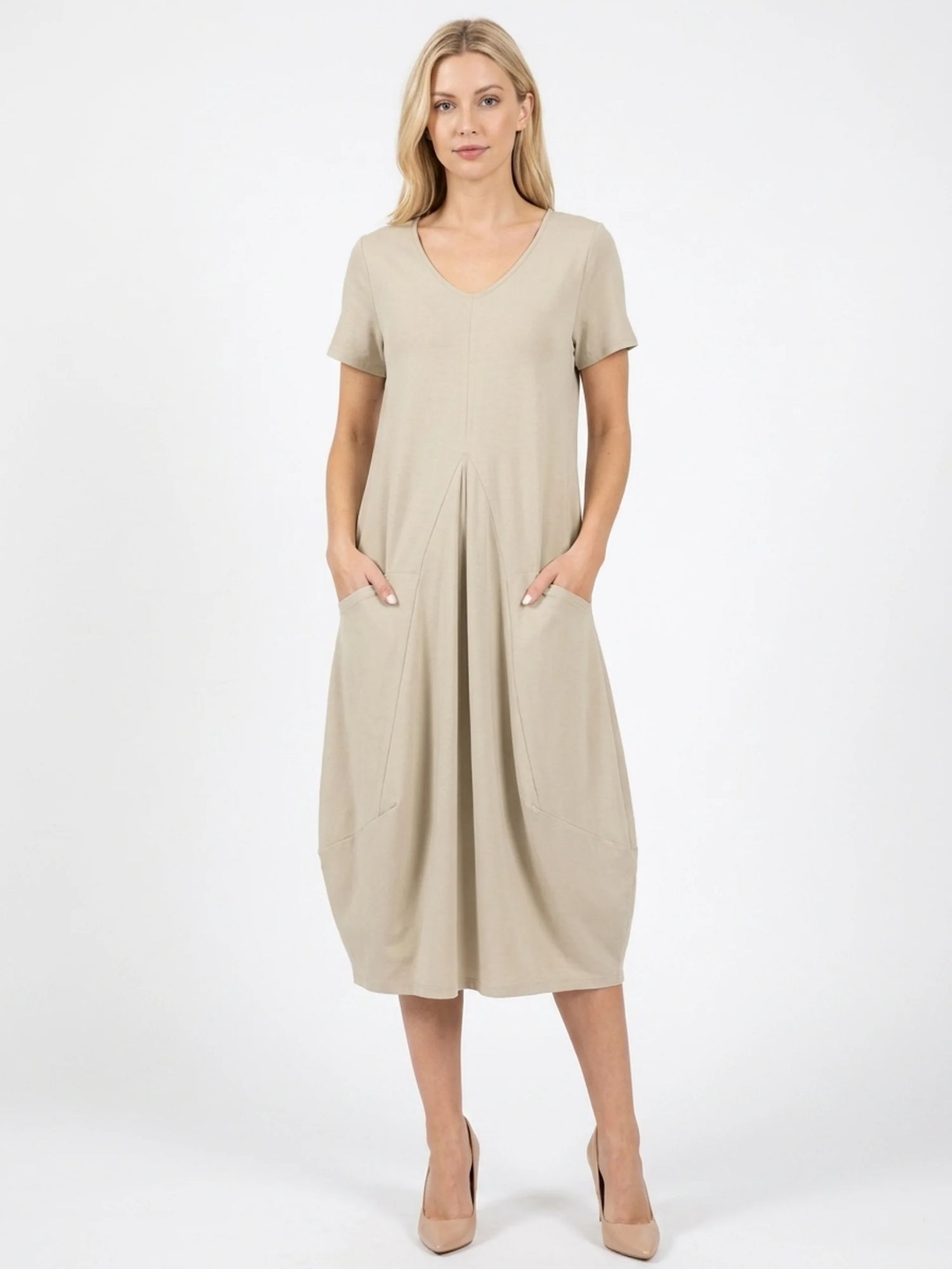 MABEL Women's Short Sleeve Casual Midi Dress