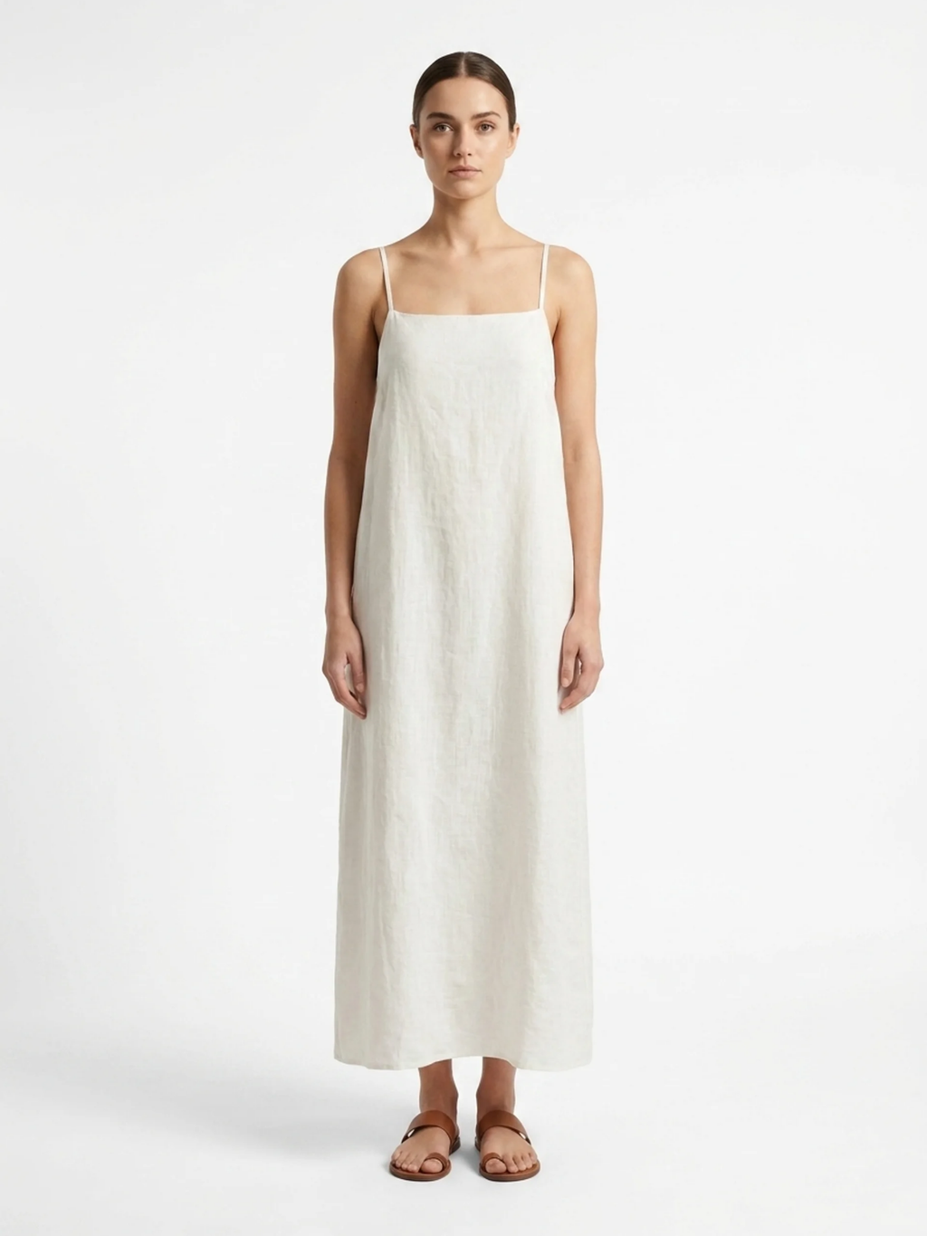 HOLLIS Women's Cotton-Linen Strappy Slip Maxi Dress