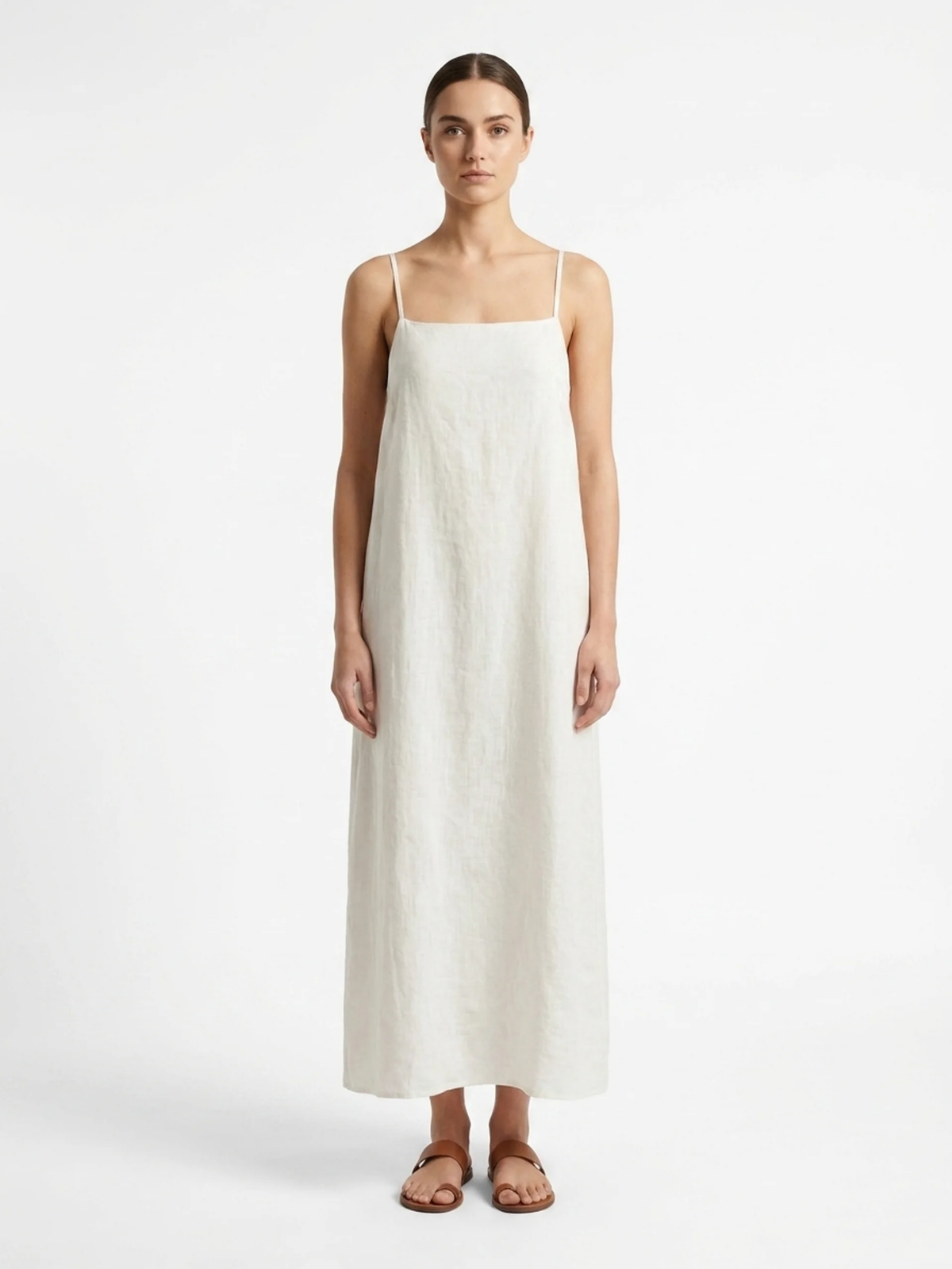 HOLLIS Women's Cotton-Linen Strappy Slip Maxi Dress