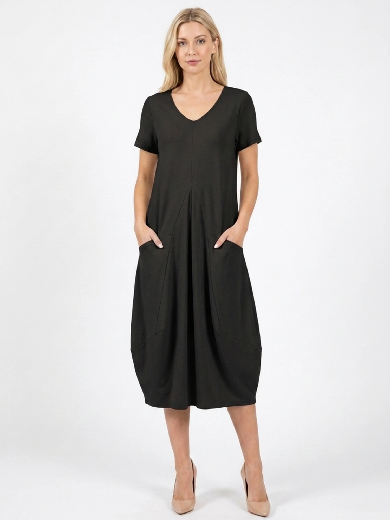 MABEL Women's Short Sleeve Casual Midi Dress