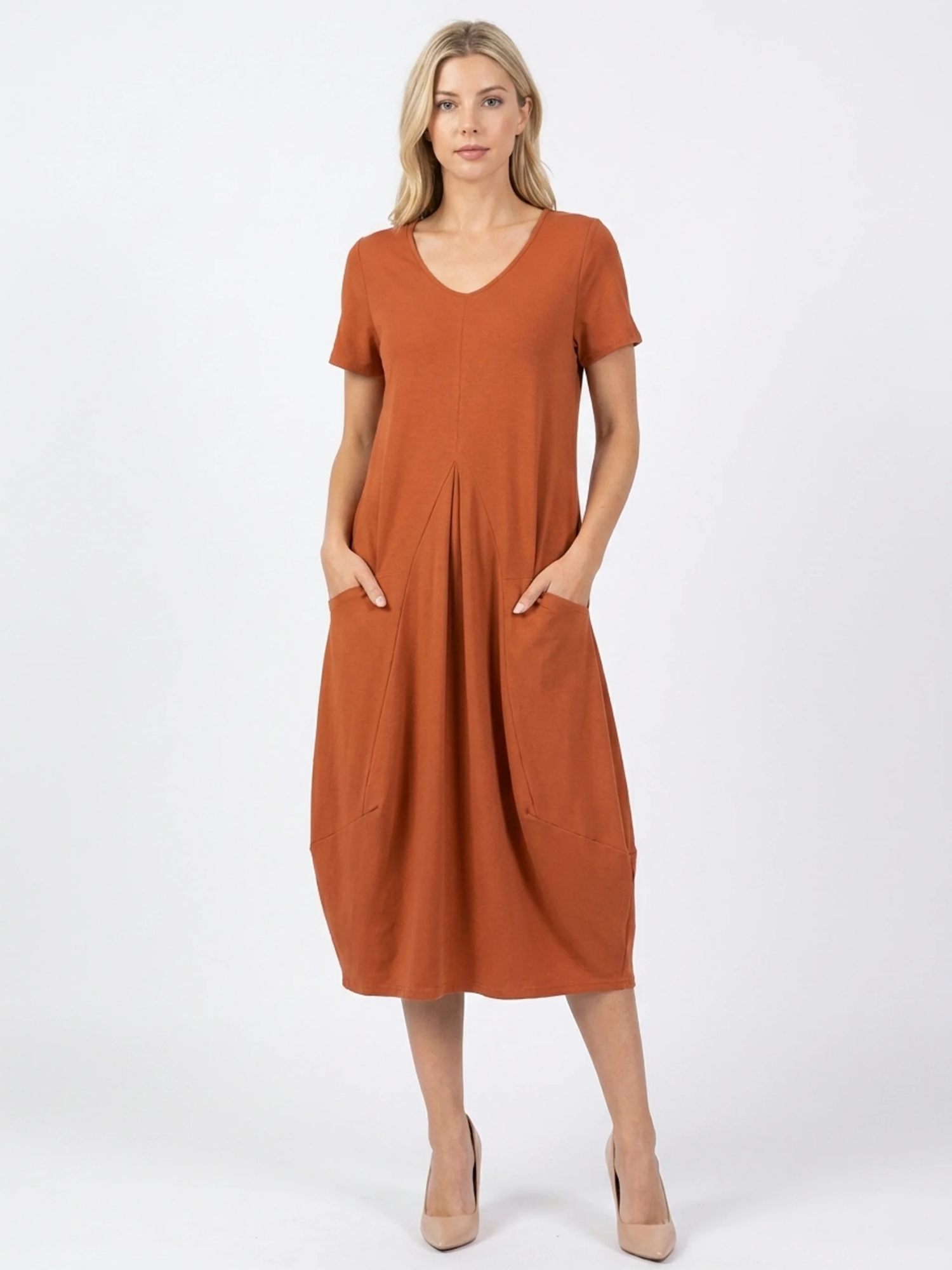 MABEL Women's Short Sleeve Casual Midi Dress