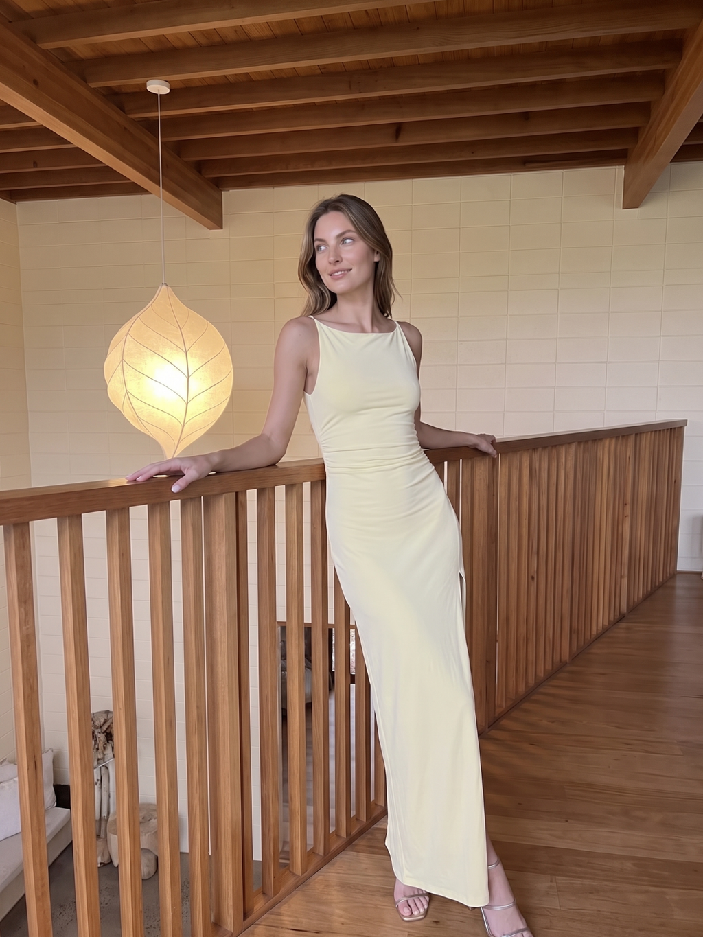 Ember | Boat Neck Thigh Slit Bodycon Maxi Dress