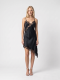 Arlette | Lace Trim Satin Cowl Slip Mini Dress