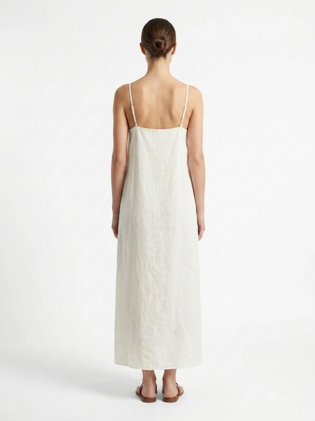 HOLLIS Women's Cotton-Linen Strappy Slip Maxi Dress