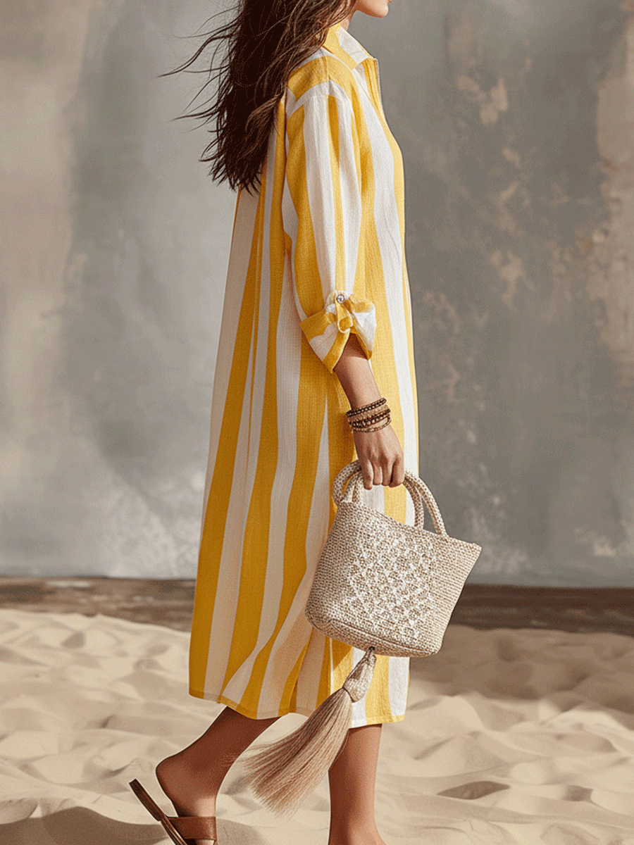 Tabitha | Striped Long Sleeve Shirt Dress