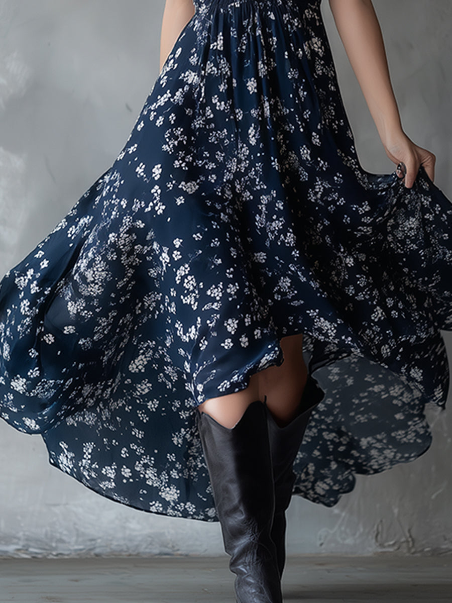 Melissa | Floral Chiffon Halter Maxi Dress