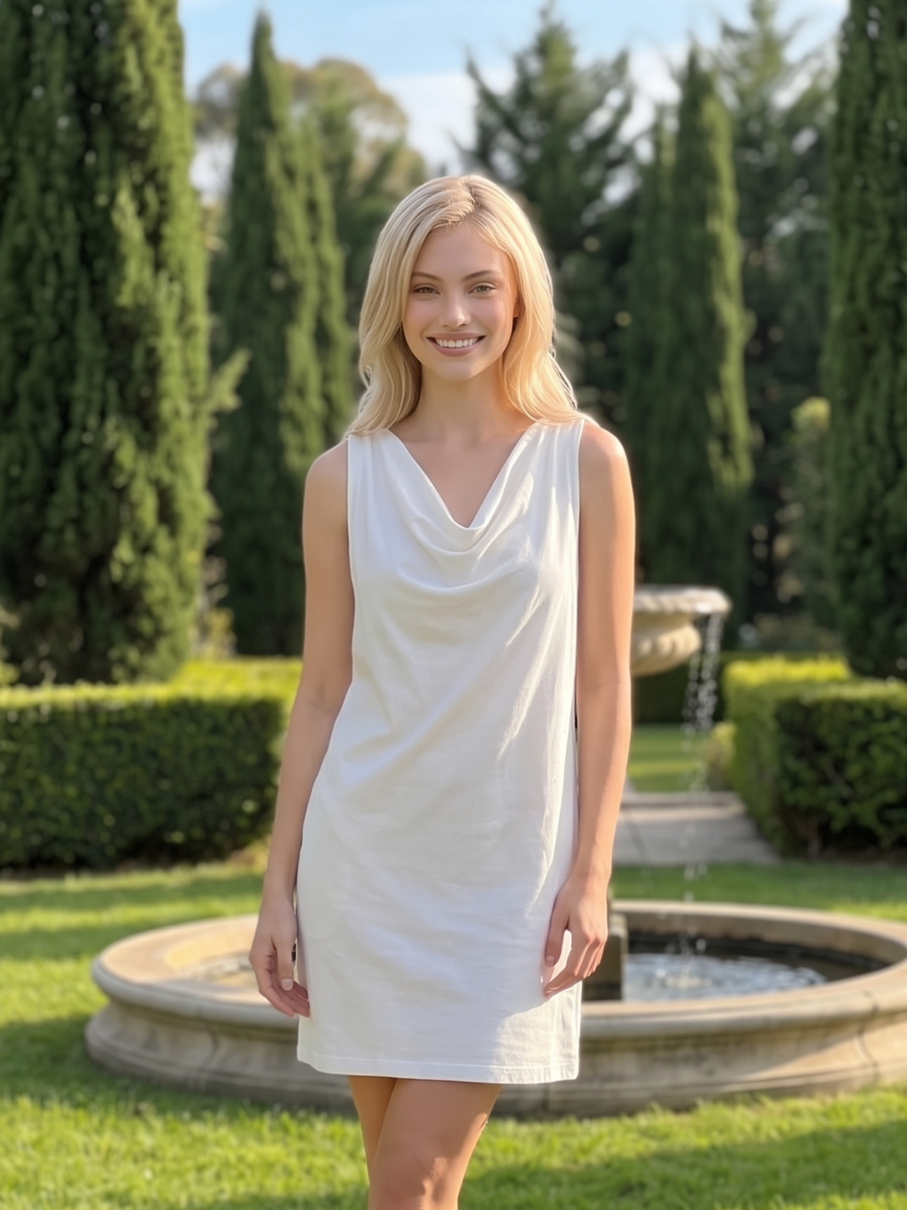 BRAYLEE Women's Sleeveless Draped Neck Mini Dress
