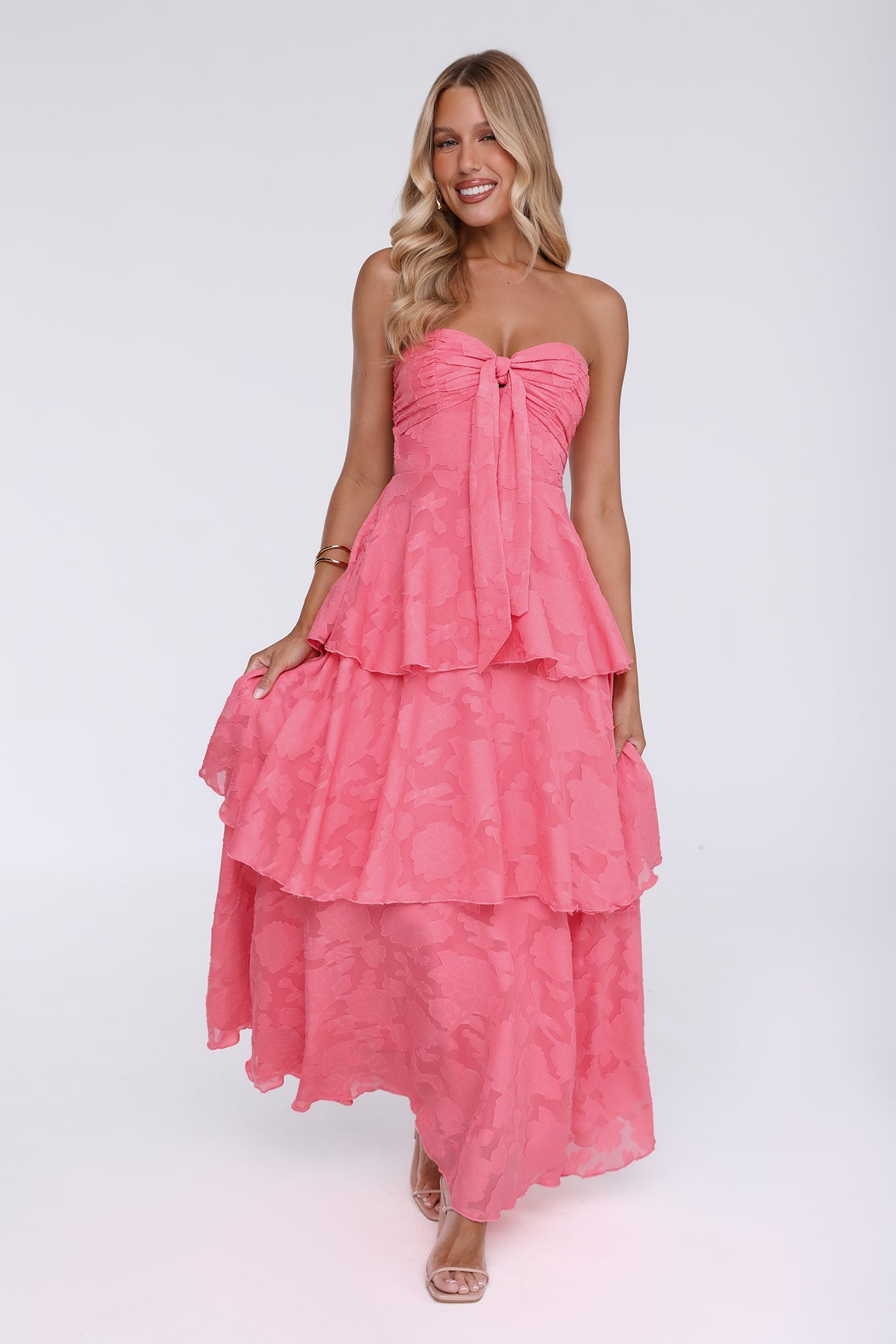 Monica | Tiered Ruffle Strapless Maxi Dress