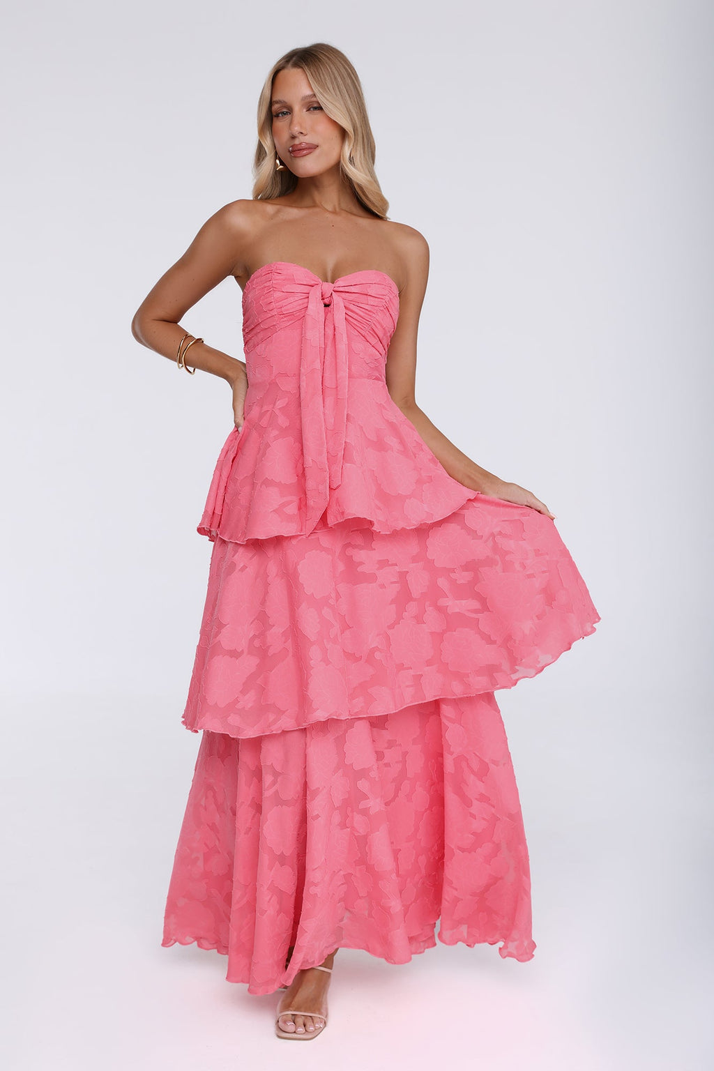 Monica | Tiered Ruffle Strapless Maxi Dress