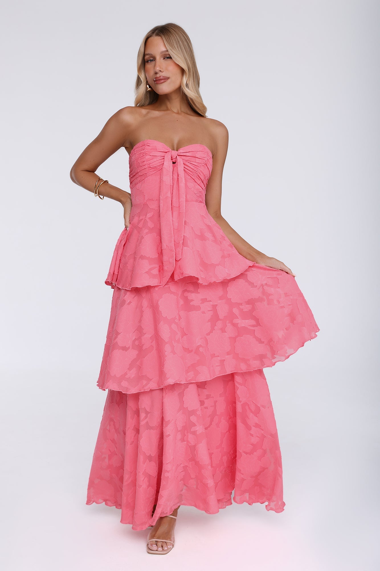 Monica | Tiered Ruffle Strapless Maxi Dress