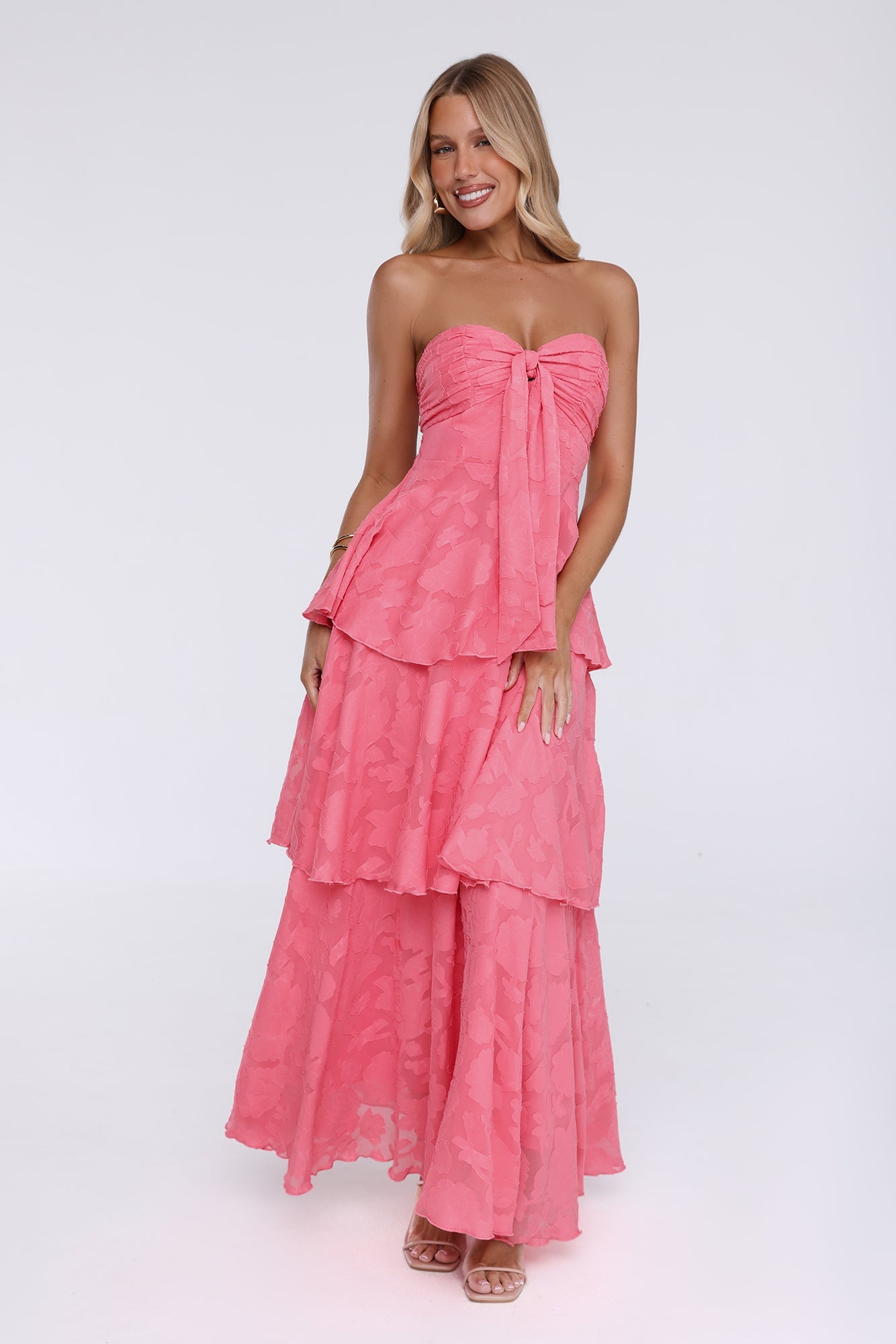 Monica | Tiered Ruffle Strapless Maxi Dress